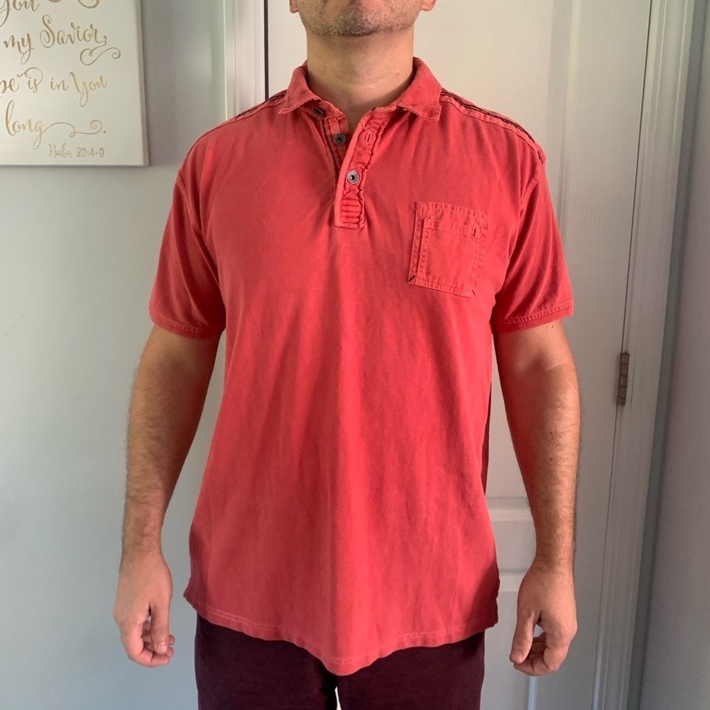 Engbers polo shirt‎ size L washed red logo cotton men's